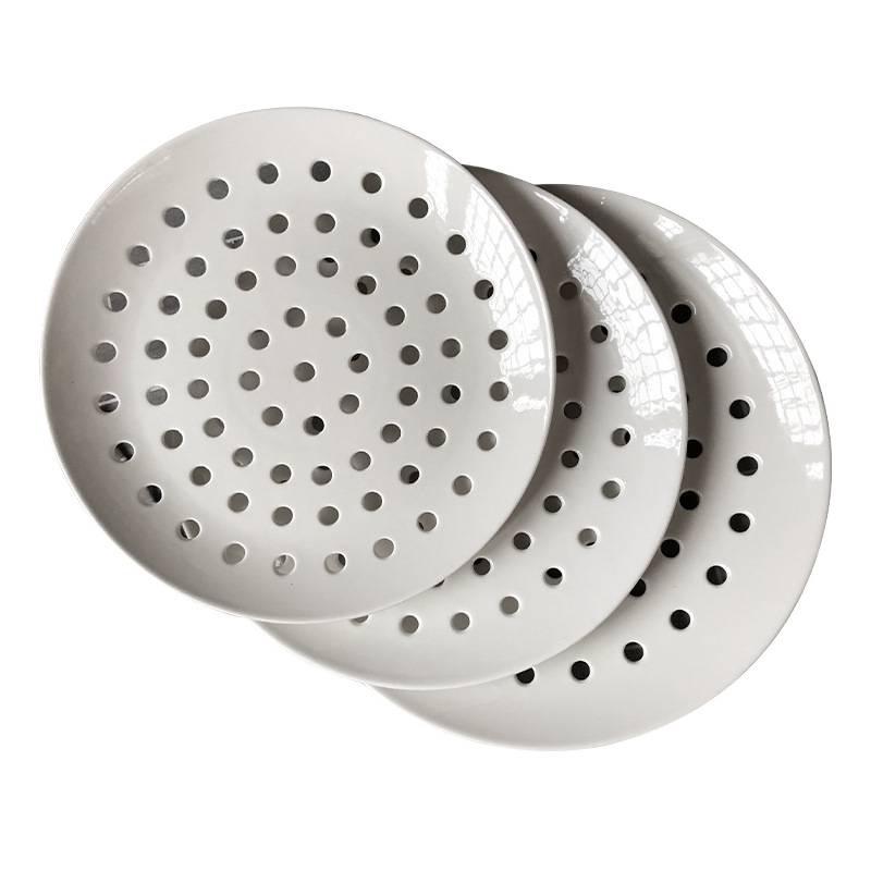 Multipurpose Ceramic Steamer Plate: Dumplings, Seafood, Fruit, and More