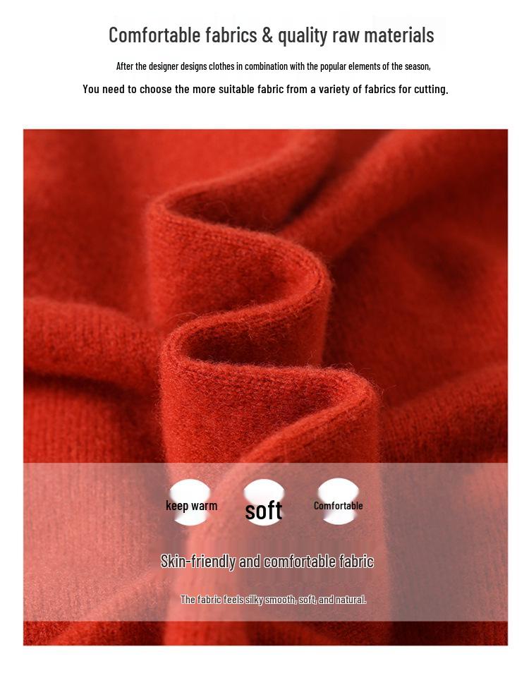 Women's Pure Wool Knitted Cardigan: Round Neck, Slimming, Autumn/Winter Loose Fit Sweater