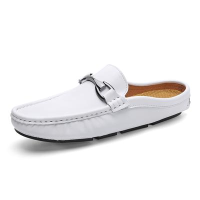 Sommer Halbschuhe für Herren 2025 Leder Rückenfrei Freizeitschuhe Herren Slipper Hausschuhe Pantoletten Sandalen Slip-On Ballerinas Männliche Pantoletten