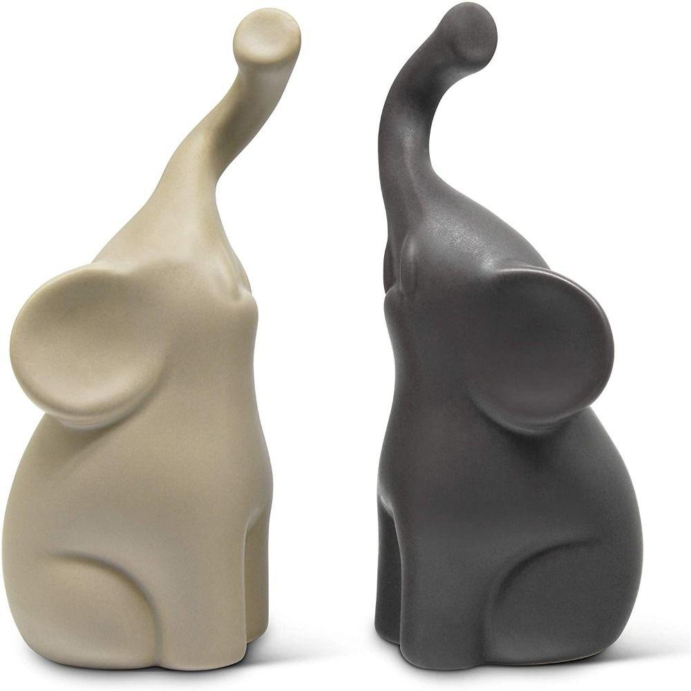 2 Sets Dubbele Olifant Koppel Olifant Dier Olifant Beeldje Creatief Boekenplank Display