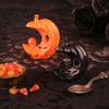 Halloween Pumpkin Skull Decoration LED Light-Up Moon Figurine, Spooky Face Crescent Atmosphere Props for Secret Room Night Light Home Desktop