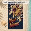 Pug Theme Soft Beach Towel Personalized Custom Name Text Towel Portable for Beach Pool Travel