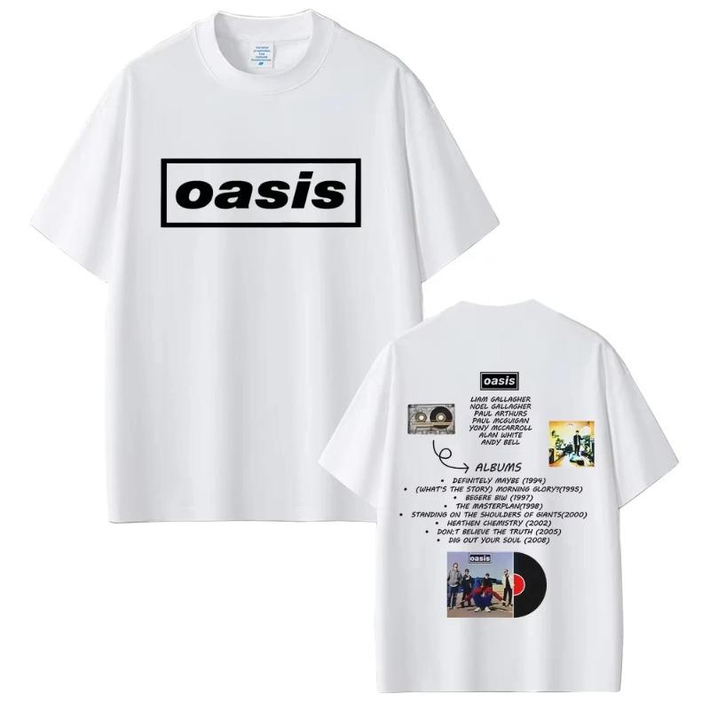 O-Oasis Koszulka Koszulki Brytyjskiego Zespołu Rockowego Męskie Damskie Casualowe Oversize'owe Koszulki Męskie Wysokiej Jakości Bawełniane Koszulki z Krótkim Rękawem