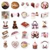 50 Pink & Brown Retro Korean-Style Stickers: Perfect for DIY Journals, Notebooks, and Water Bottles