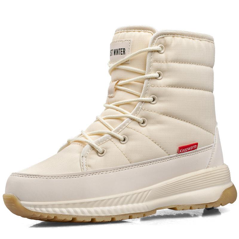 Thickened High-Top Women's Non-Slip Warm Snow Boots In Winter Northeast Plus Velvet Short Tube Casual Large Cotton Shoes Tie