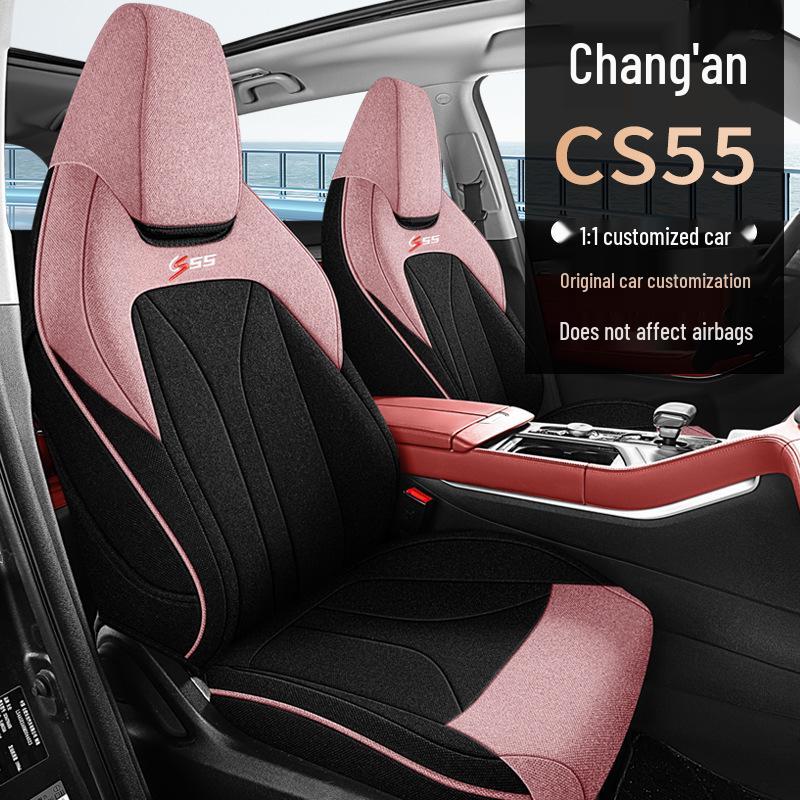 Breathable Fabric Car Seat Covers for Changan CS55/CS55PLUS, Fully Wrapped in Cotton and Linen.