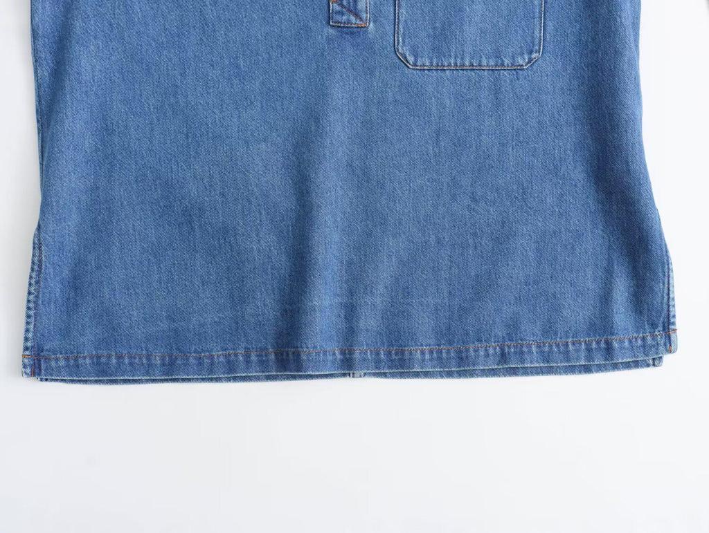 2024 Sommer Damen Gewaschenes Blaues Denim Lockeres Hemd und Jeans Set