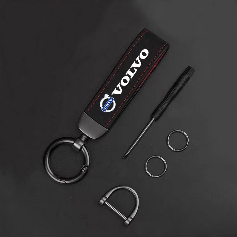 Car Suede Keychain Zinc Alloy Key Ring Accessories For Volvo XC90 V90 V60 XC60 V40 S80 S60 S90 C40 XC40 V70 XC70 C30 C70 EX90 Rd
