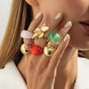 6pcs/set Charm Transparent Resin Ring Flower Irregular Ring Retro Acrylic Geometric Ring  Jewelry