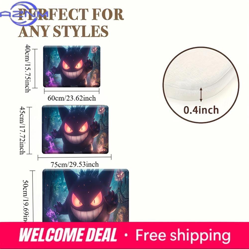 Pokemon Gengar Dark Forest Magic Print Non-Slip Doormat, Absorbent Floor Mat for Home Decor