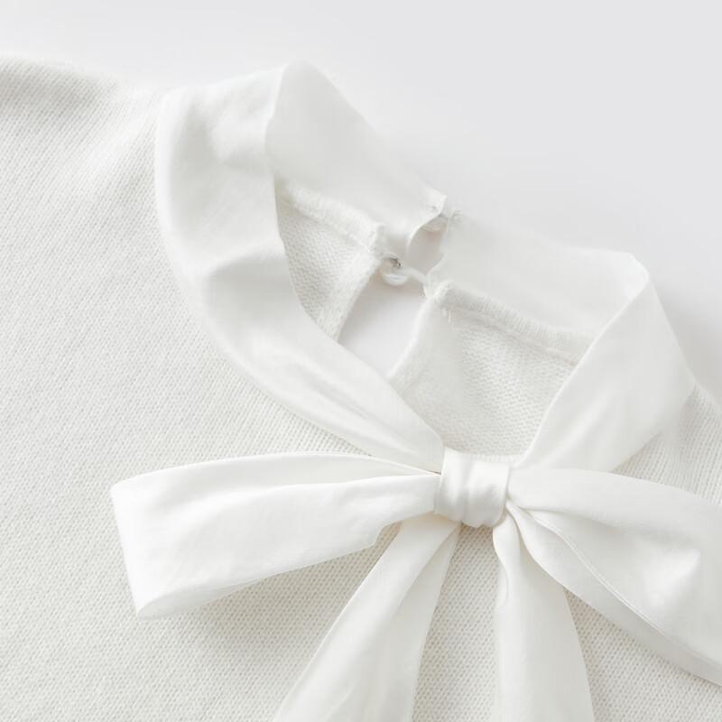 Women's Elegant Spliced Collar Bow Knit Sweater