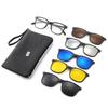 TR90 5-Piece Magnetic Clip-On Polarized Sunglasses Set with Pouch for Men & Women