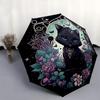 1 Stück Regenschirm mit Hexenkatzenmuster, modisch, personalisierbar, hochwertiger Faltschirm, ein Must-have für den Sommer, 8-Streben-Eisenrahmen, dreiteilig