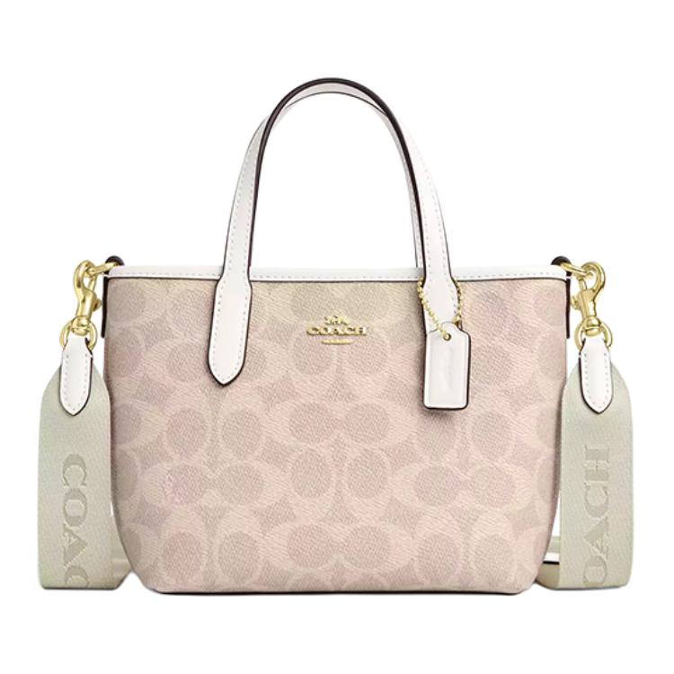 Coach City 15 Brand Logo Detachable Shoulder Strap Tote Bag Shopping Bag Crossbody Shoulder Handbag Mini Women tote Sand Chalk-White CW032-IMXDM Basic Set (Bag+Dust Bag)