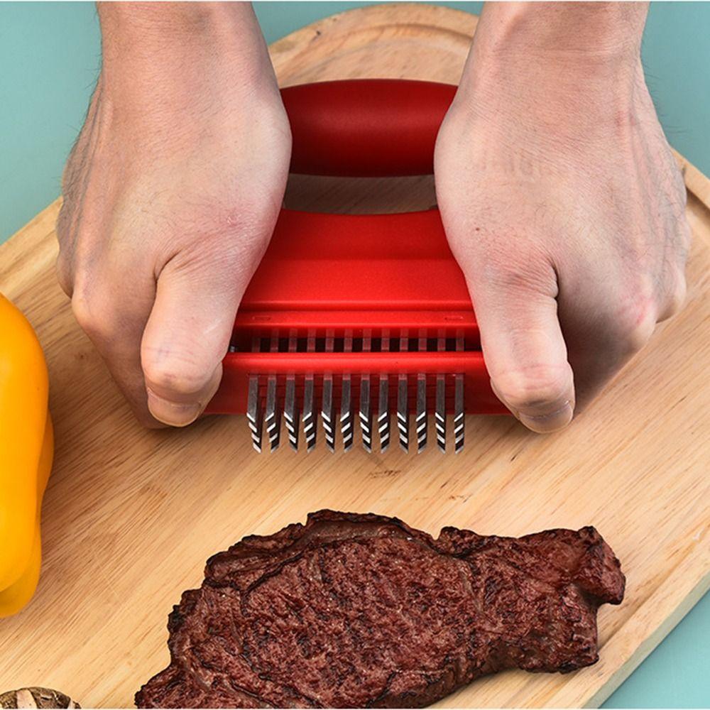 Stainless Steel Blades Meat Tenderizer Ultra Sharp Needle with Cover Tenderizing Beef Mallet Convenient Comfortable Grip