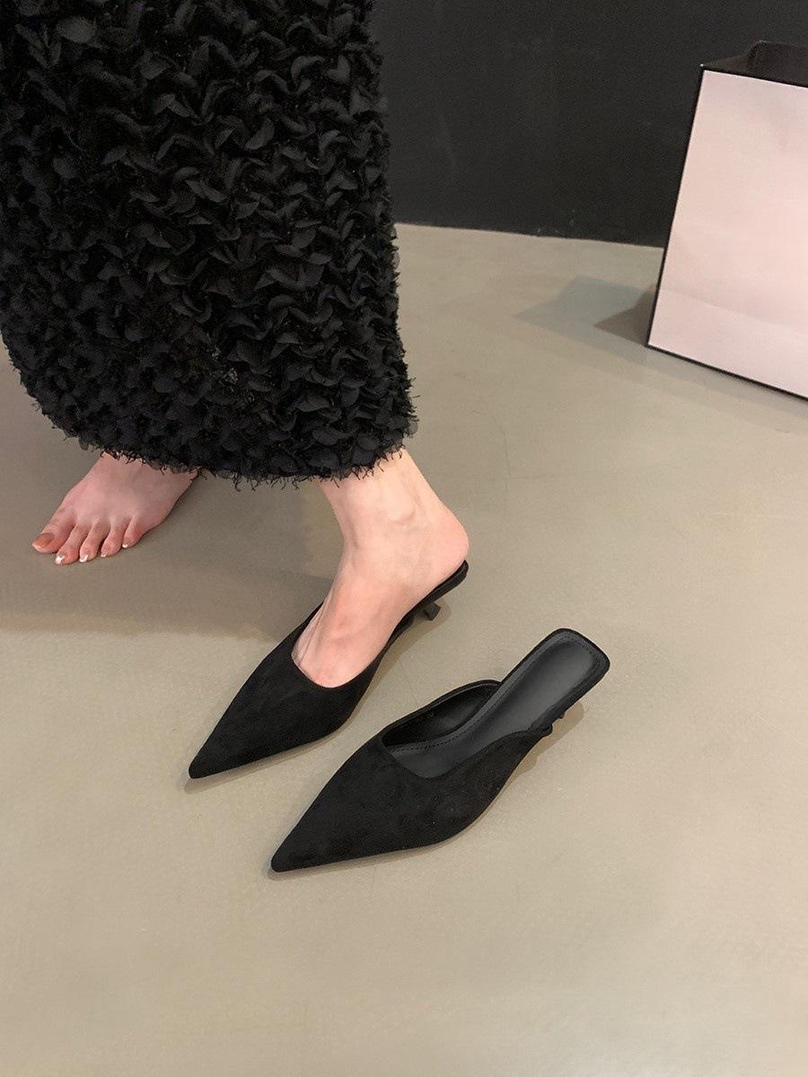 

Леопардовый принт, каблук-рюкзак, темперамент, французская сумка, полутапочки, женская обувь, новинка осени 2024 года, туфли с острыми каблуками 40 чёрный