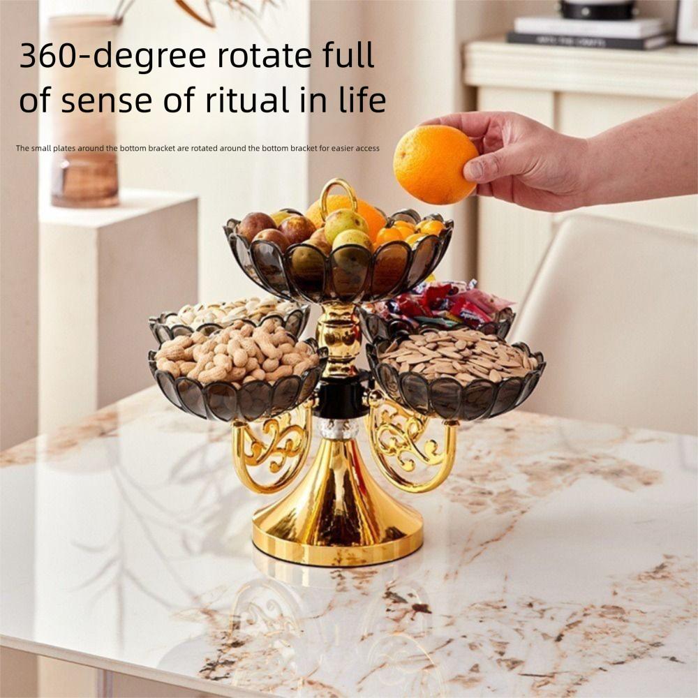 Rotating Fruit Bowl PET Fruit Tray New Snack Dessert Plate  Household
