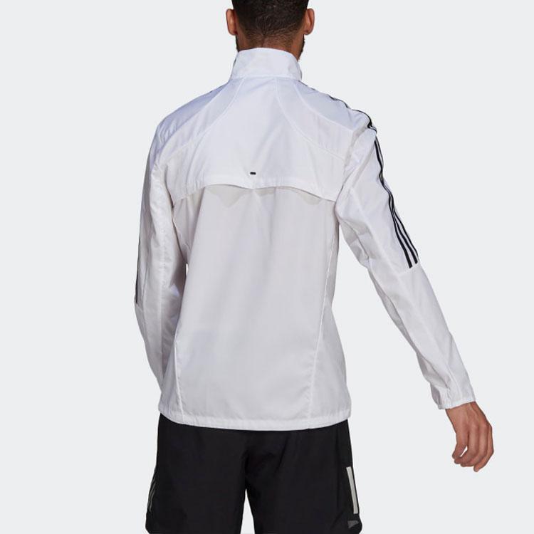 Adidas Marathon Jacket With Stand Collar And Logo Stripes Men Jackets White GK6111