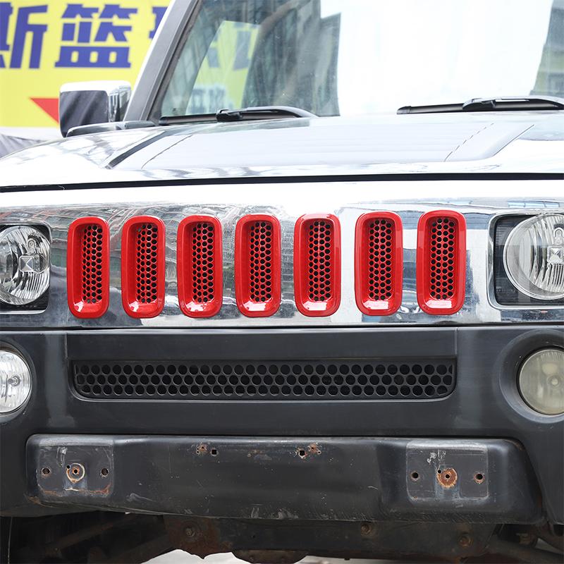 Für Hummer H3 2005-2009 ABS Schwarz/Rot Auto Frontgrill Insektenschutz Schutzabdeckung Dekoration Modifikationszubehör
