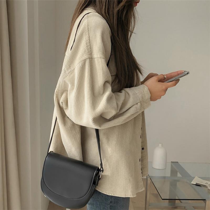 Women's Corduroy Shirt Jacket - Retro Hong Kong Style, Spring/Autumn Outerwear, Loose Fit, Versatile Medium/Long Length.
