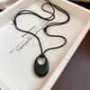 Verstellbare Lederband-Choker-Halskette mit minimalistischem Metallring-Design für Damen Modeschmuck Geschenk
