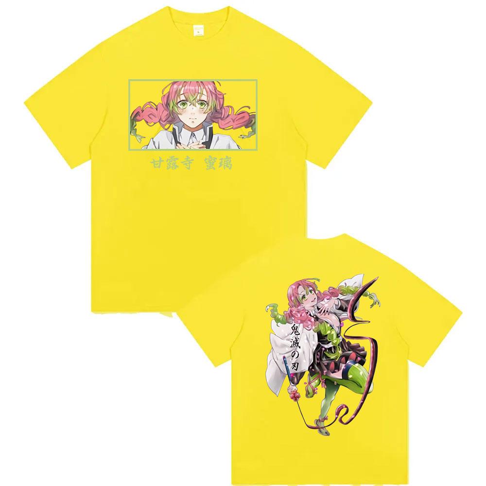 Anime Demon Slayer Kanroji Mitsuri T Shirt Kimetsu No Yaiba Aesthetic Clothing T-shirts Unisex Fashion Oversized Cotton T-shirt