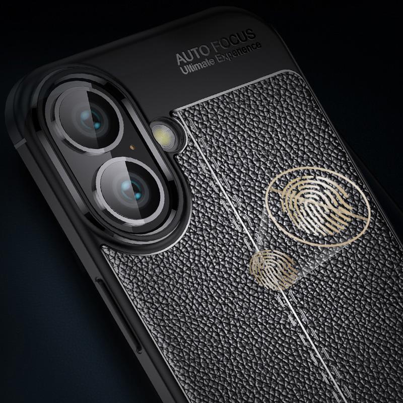 For iPhone 16 Plus Case Litchi Texture TPU Back Phone Cover