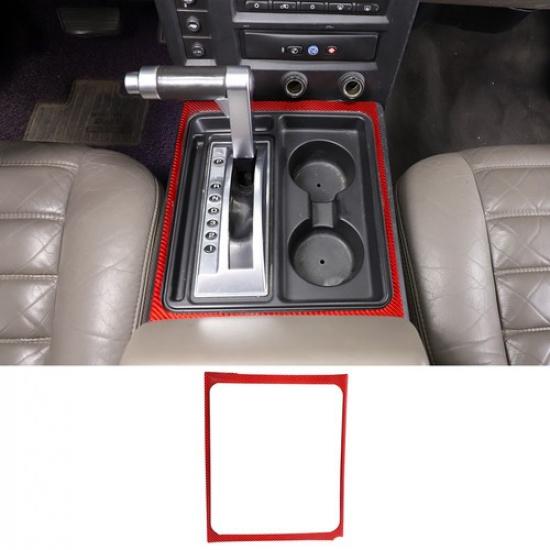 Red Carbon Fiber Center Console Gear Panel Trim Sticker for Hummer H2 2003-09