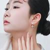 Chinese Enamel Freesia Pearl Tassel Earrings - Four-Leaf Clover Silver Studs for Women