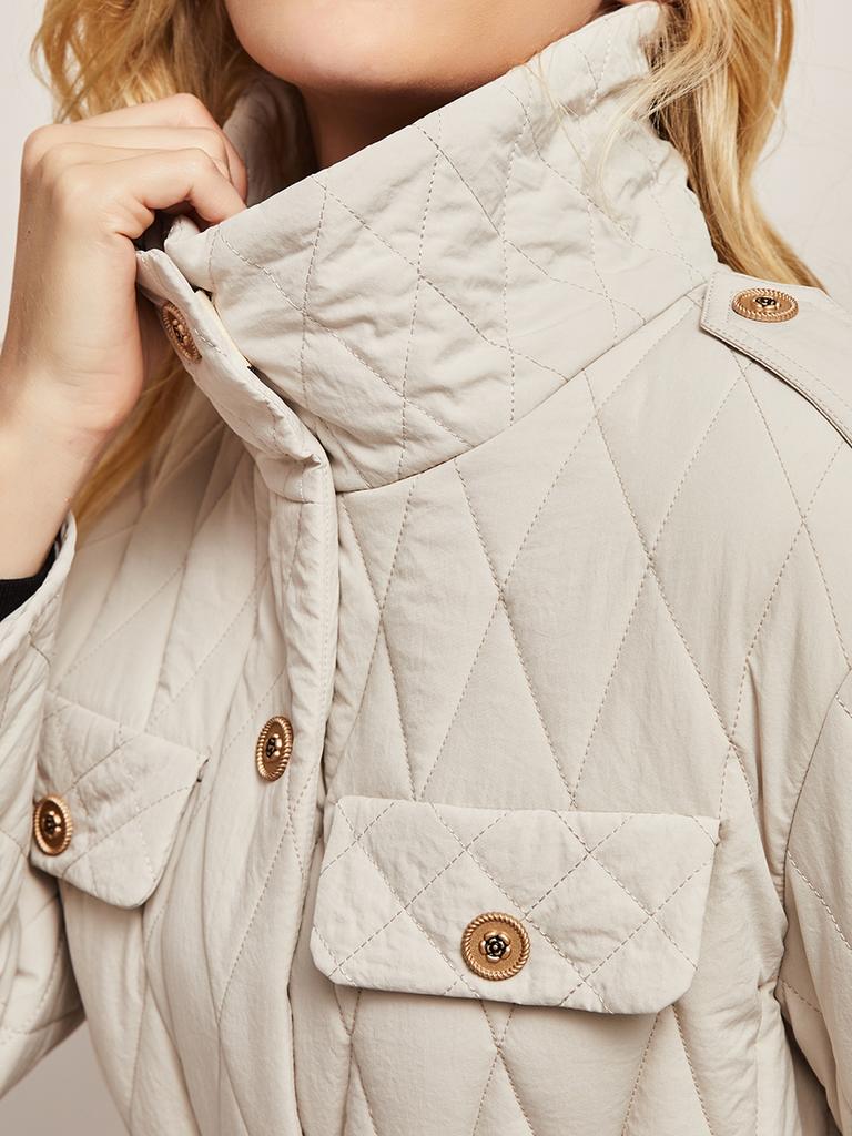 Herbst Winter Mittleren Alters Damenmode Kurzen Stil Stehkragen Baumwolle gefütterte Jacke