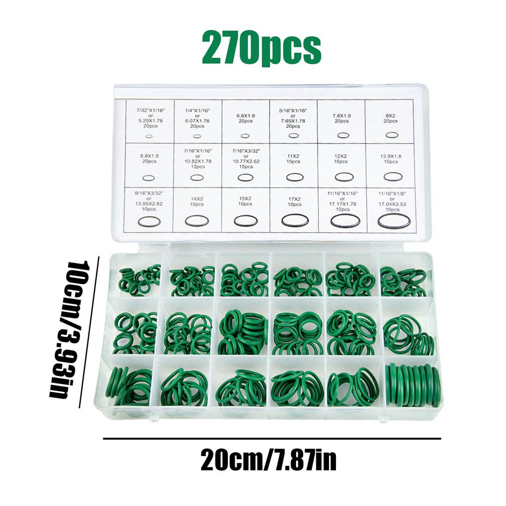 270Pcs Rubber O-Ring Gasket High Quality 18 Sizes Sealing Ring Kit For Car A/C System R134a Air Conditioning Gasket Washer Set