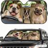 Funny Bulldog and French Bulldog Sun Visor Car Windshield Sunshade UV Protection Reflective Foldable Heat Insulation Cover