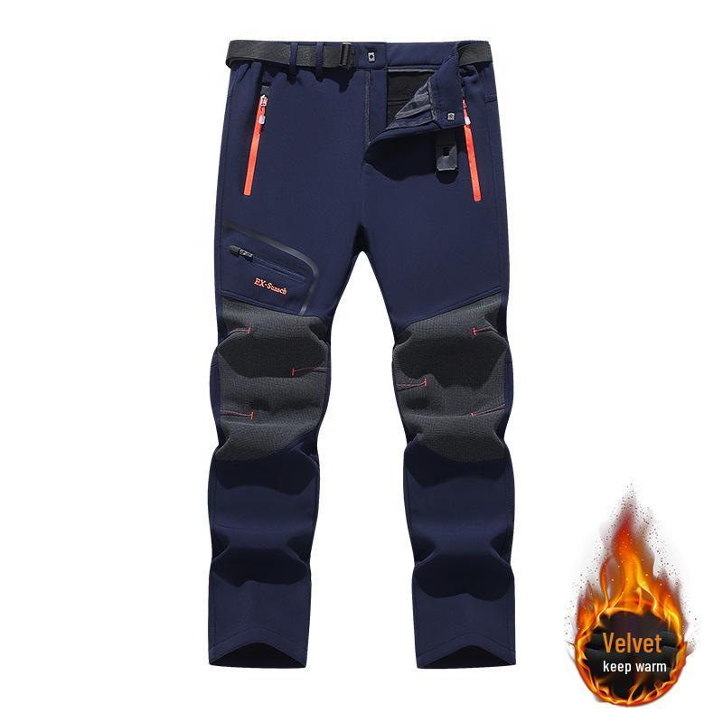 Men's Windproof Waterproof Plus Velvet Softshell Pants for Hiking, Skiing, and Mountaineering - Warm and Thick for Autumn and Winter