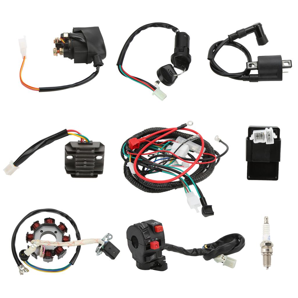 Electric Wiring Harness Kit Solenoid Valve Spark Plug CDI Rectifier Wire Loom Set for 125cc 150cc 200cc 250cc ATV Bike