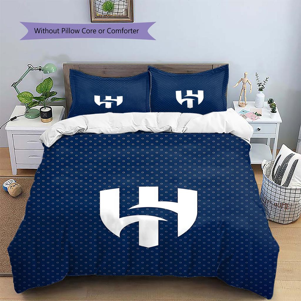 Al-Hilal Saudi FC Pattern Bedding,Quilt Set Quilt Cover Pillowcase Home Birthday Gift(1 * duvet cover + 2 * pillowcase, without core)