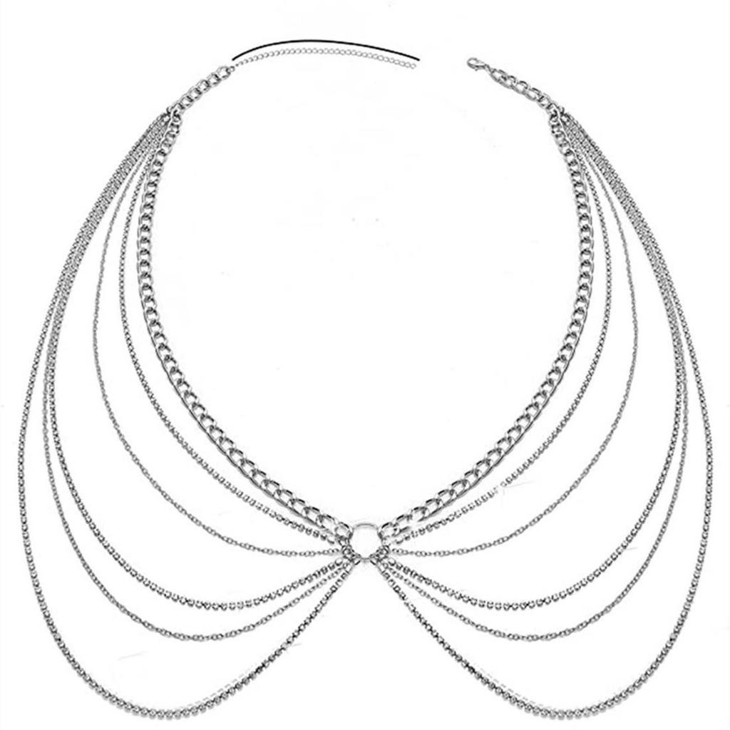 Rhinestone Waist Chain Layered Bikini Body Chain Beach Vacation Women  Fashion Jewelry Accessories Gift Box Chic Styles