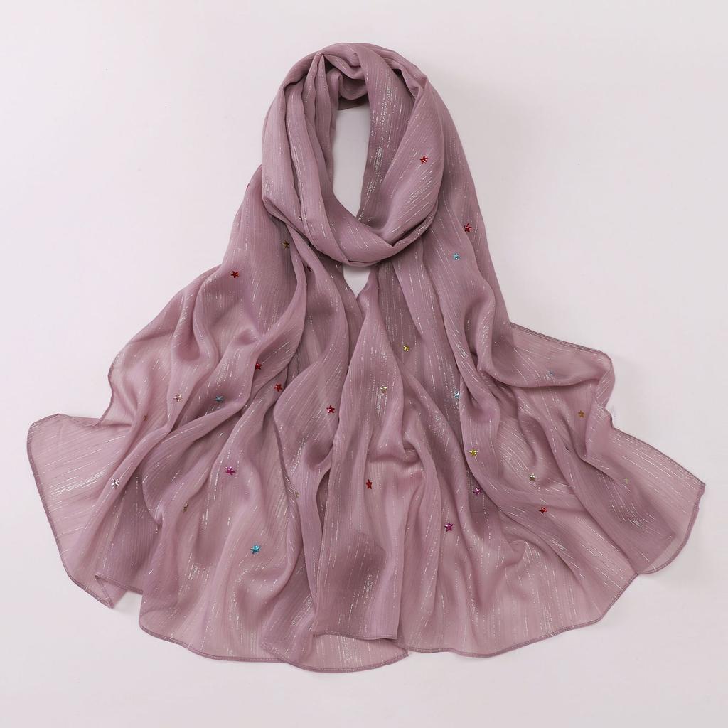 Silver Star Hot Drilling Chiffon Long Scarf Ethnic Fashion Women