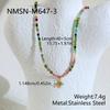 Stainless steel multi-layer stacked turquoise bead sun round necklace bohemian vacation wind collarbone chain