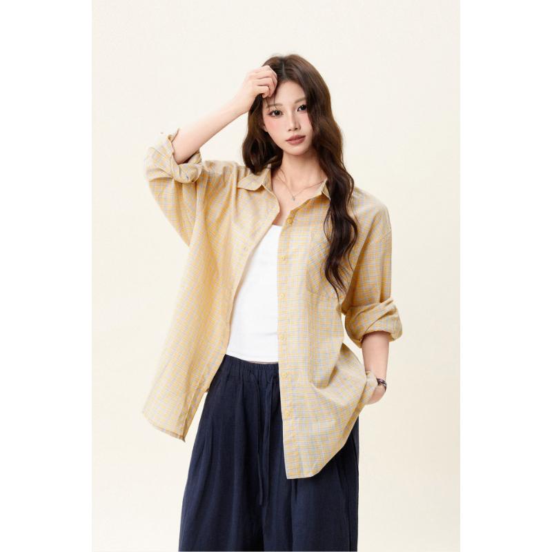 

Womens Solid Color Oversized Button-Down Shirt S жёлтый