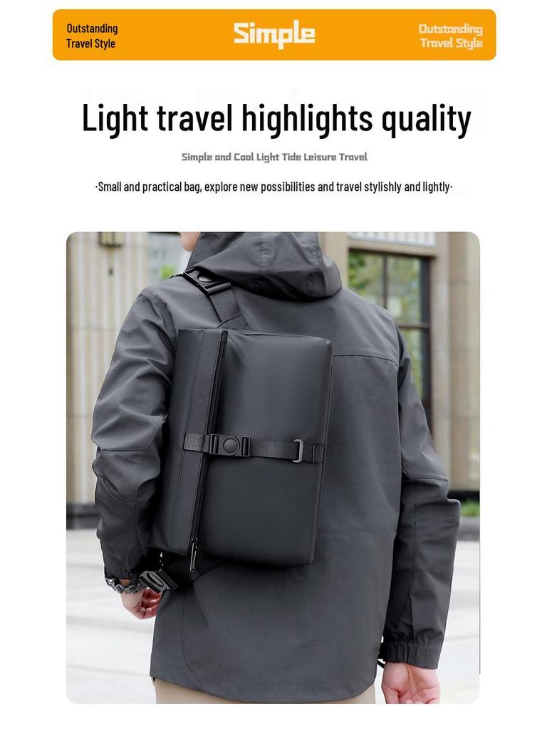 Nordic Minimalist Men's Leather Crossbody Briefcase – Trendy Shoulder Bag for Business Commute