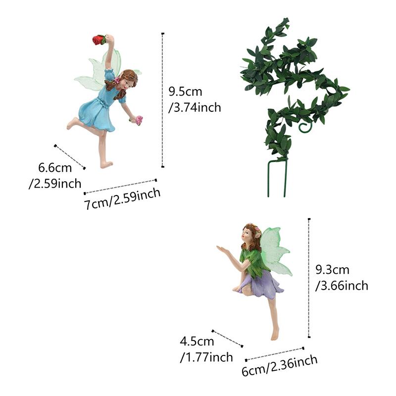 Flower Fairy Garden Stakes Miniature Statues, Cute, Ideal Gift Ornaments Resin Sculptures Decorations For Flower Pot