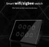 8 Gang WiFi Zigbee Smart Wall Touch Switch 10A Alexa Voice Control Waterproof for App Smart Home Lighting System