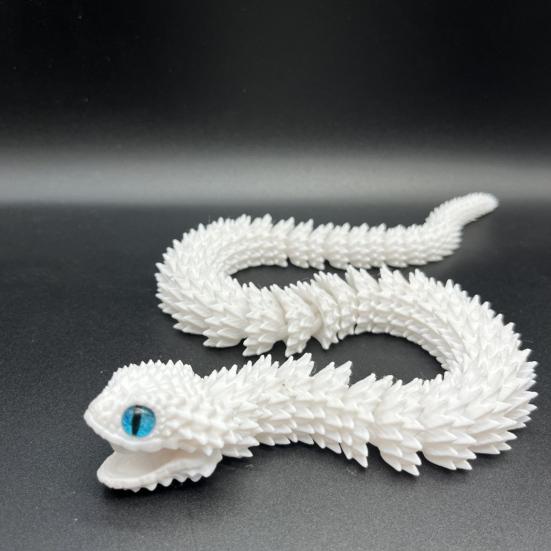3D Printed Snake Articulated Toy, Flexible Jointed Serpent Figurine, Realistic Fidget Stress Reliever for Adults, Office Desk Decor Gift