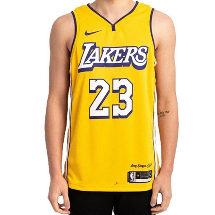 Nike NBA City Limited Basketball Vest SW Fan Edition 19-20 Season Lakers LeBron James 23 Yellow Men's AV4646-729