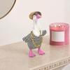 Porch Goose Costumes for 7 Inch Goose Statue, Striped Sweater Straw Hat Sunglasses Chain Set, Easy To Wear Soft Fabric Outdoor Decor Accessories