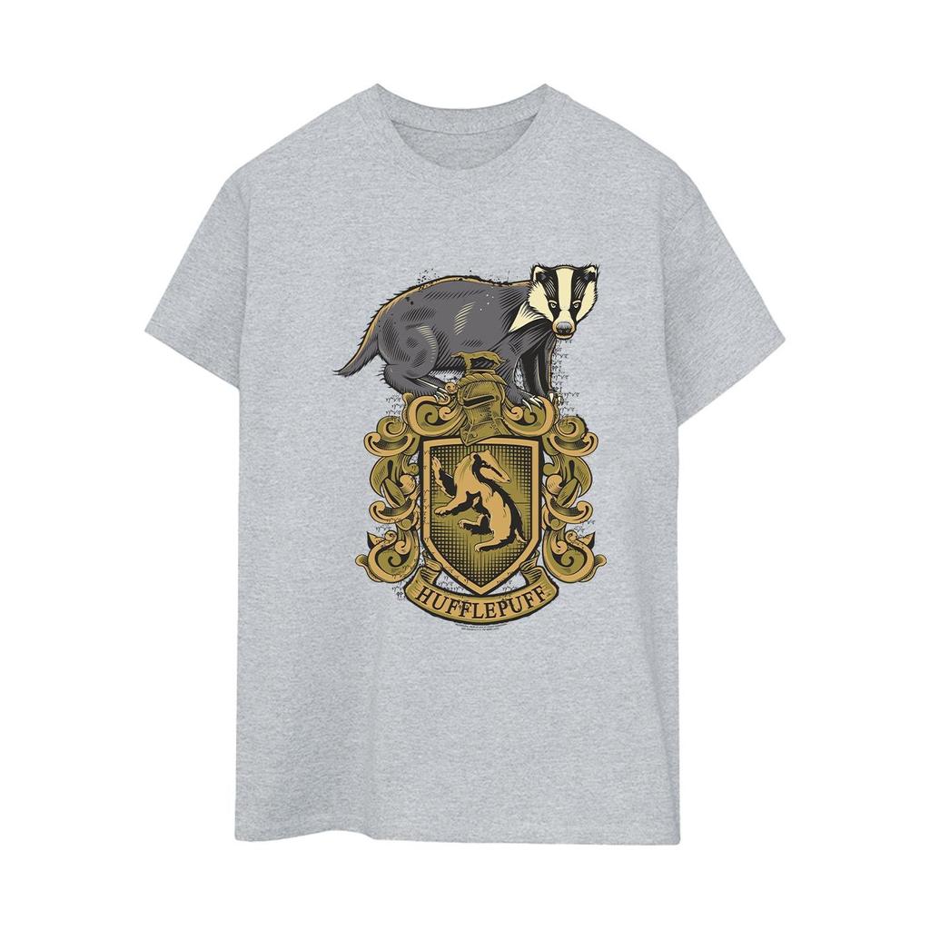 Harry Potter Womens/Ladies Hufflepuff Sketch Crest Cotton Boyfriend T-Shirt