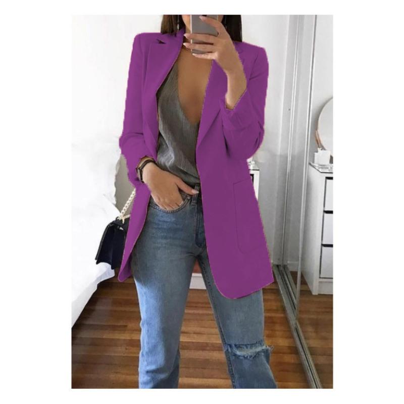 Neuer einfarbiger Anzugkragen Slim Cardigan Temperament Blazer Damenbekleidung
