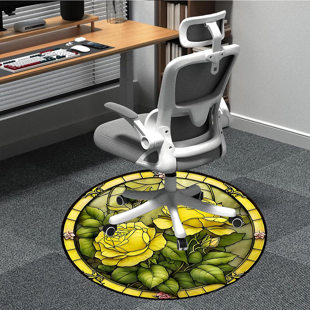 

1PC Rose Garden Office Round Area Rug, Indoor Mat Suitable ForOffice, Under Office Chairs Bedroom Living Room Home Decor, Room Deco, D122 80cm by 80cm