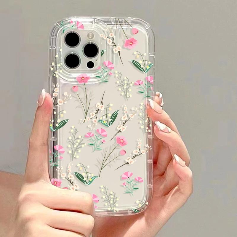 Fashion Florals Clear Phone Cases For lPhone 15 iPhone 17 Air 16e 16 Pro Max 14 13 11 12 XR XXs Max Capa Soft Silicone Cover