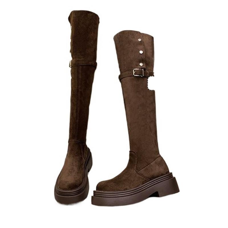 Two wear folded thick-soled boots, children's autumn and winter new thick-heeled knee knight boots, spring and autumn models